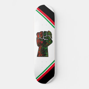 Skate orgulho negro punho vermelho verde bandeira pan-af