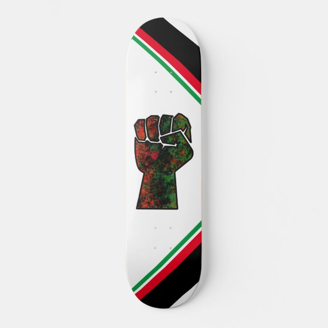 Skate orgulho negro vermelho punho verde pano-africano (Frente)
