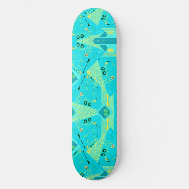Skate Origami Chintz (L) Turquoise — Teal Amarelo (Frente)