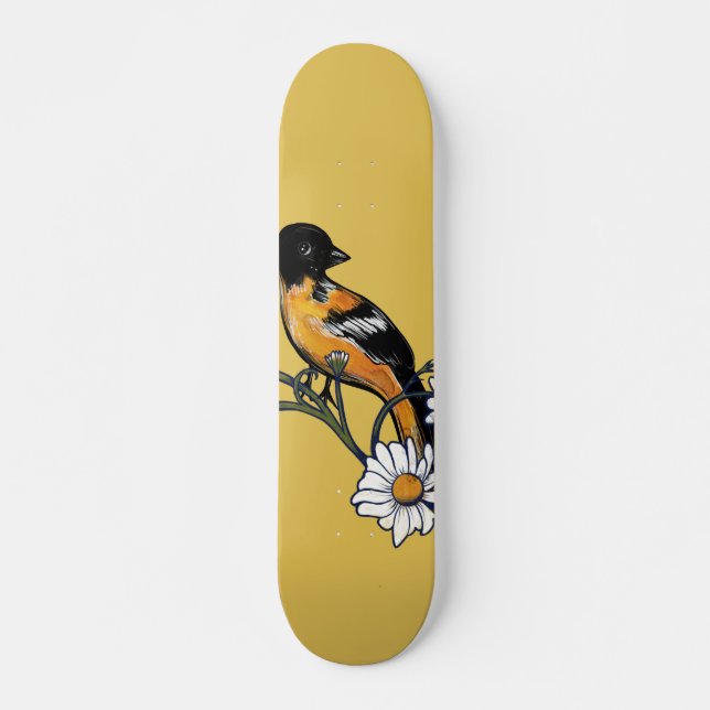 Skate Oriole Bird Daisy Flower Nature Art (Frente)