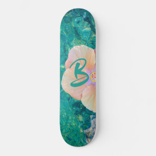 Skate Os hibiscus florescem na água 8,5" de turquesa