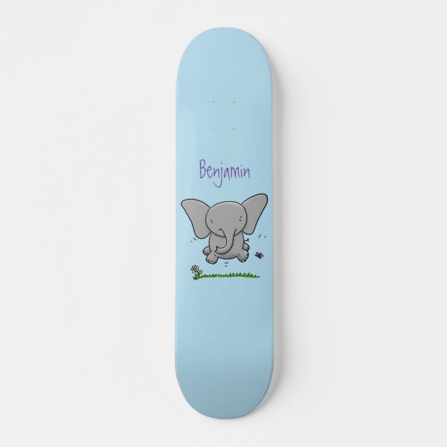 Skate Ótima ilustração de desenho animado de elefante be (Frente)