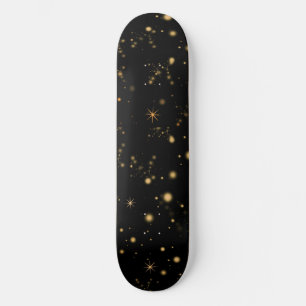 Skate Ouro Amarelo Stars Black Night Sky