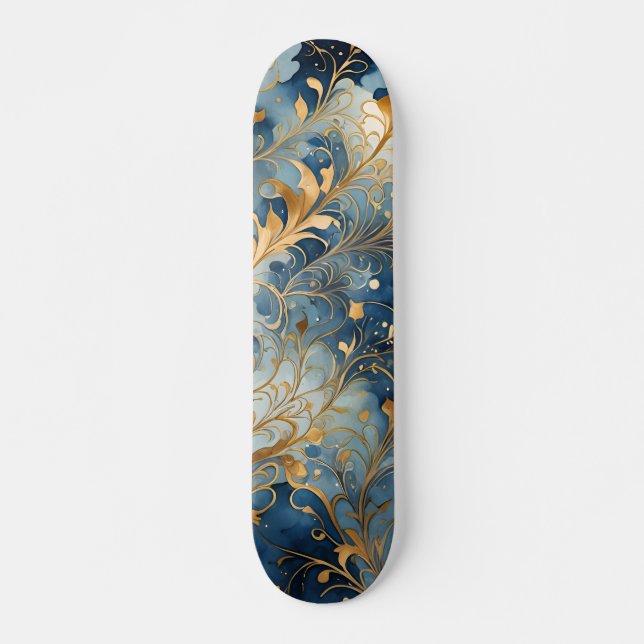 Skate Ouro azul abstrato (Frente)