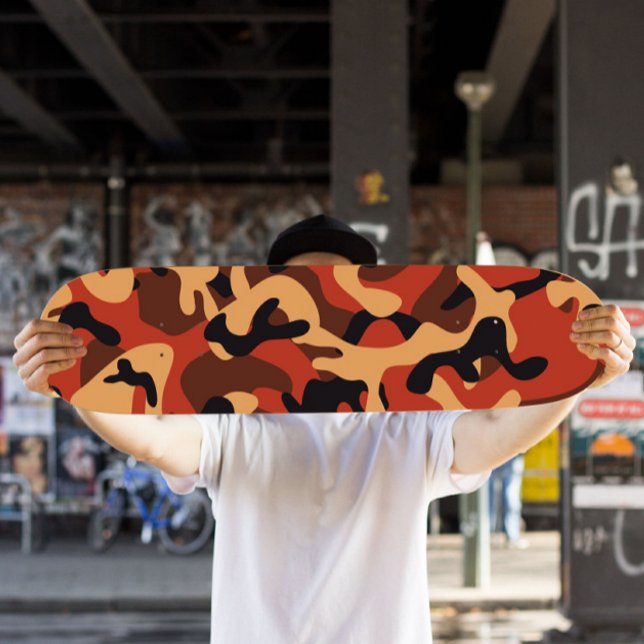 Skate Outdoor de Camo Laranja | Quadro de bordo (Orange Camo Skateboard Deck)