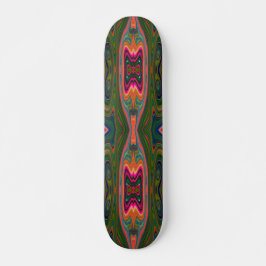 Skate Padrão Abstrato azul, verde e laranja retrô