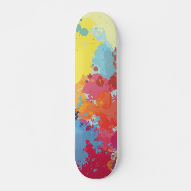 Skate Padrão Abstrato Colorido Moderno de Tinta Salpicad (Frente)