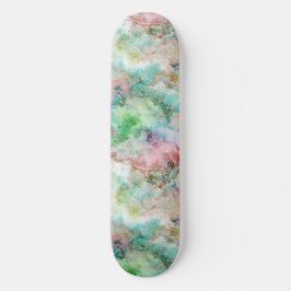 Skate Padrão Abstrato de Aquarela do Oceano Grunge