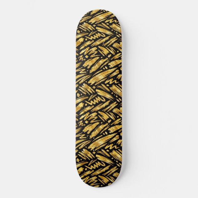 Skate Padrão Abstrato de Folha de Ouro (Frente)