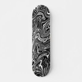 Skate Padrão abstrato de mármore líquido preto e branco