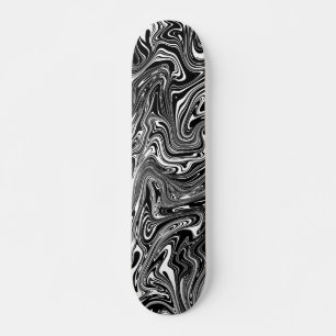 Skate Padrão abstrato de mármore líquido preto e branco