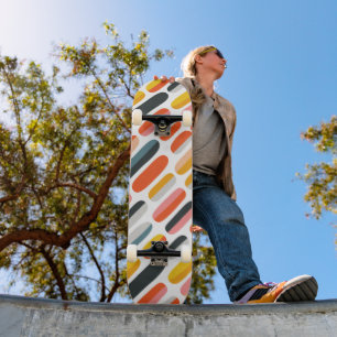 Skate Padrão Abstrato Geométrico Retro de Meados do Sécu