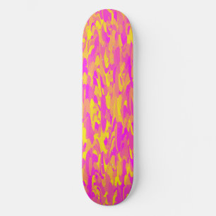 Skate Padrão Abstrato Rosa Amarelo Laranja