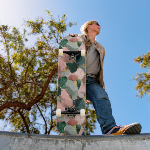 Skate Padrão abstrato Terrazzo com acentos Dourados