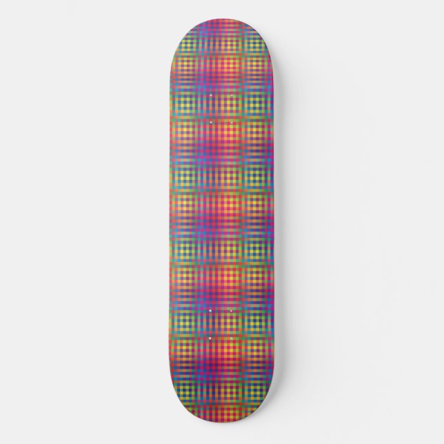 Skate Padrão Abstrato Xadrez Colorido (Frente)