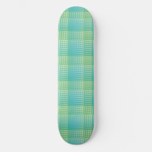 Skate Padrão Abstrato Xadrez Verde Azul
