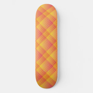 Skate Padrão Abstrato Xadrez Vermelho Amarelo