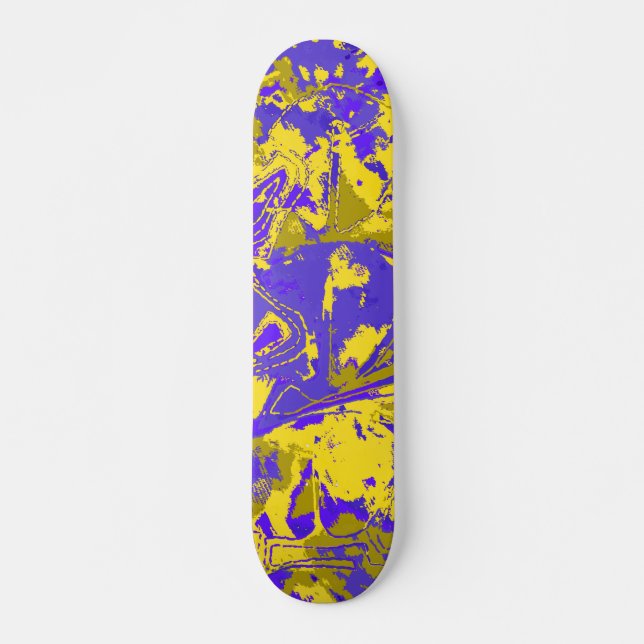 Skate Padrão Amarelo abstrato azul (Frente)