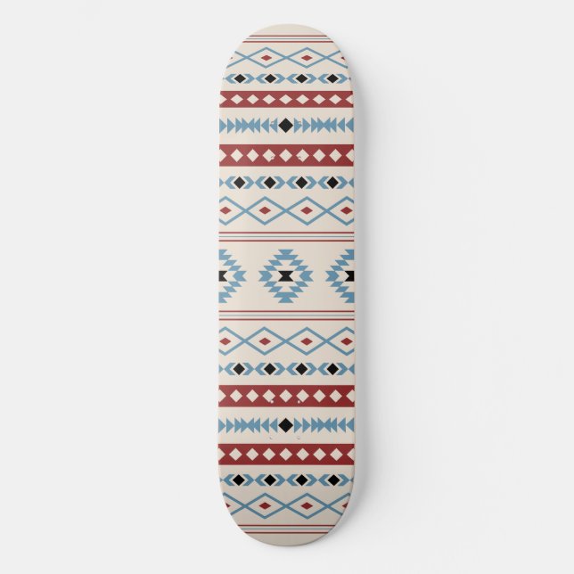 Skate Padrão Aztec Blue Black Cream Mixed Motifs (Frente)