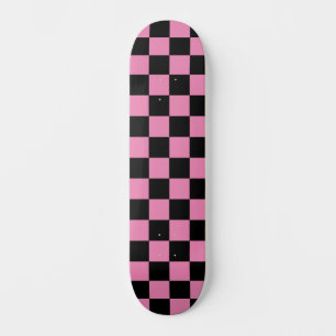 Skate Padrão branco verificado (verificado) rosa e preto