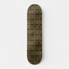 Skate Padrão-chave grego preto e Dourado