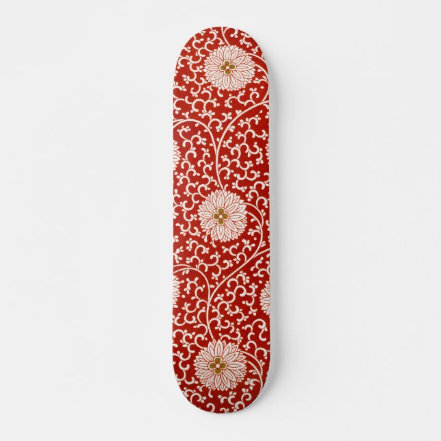 Skate Padrão Clássico do Ornamentado Floral Vermelho Vib (Frente)