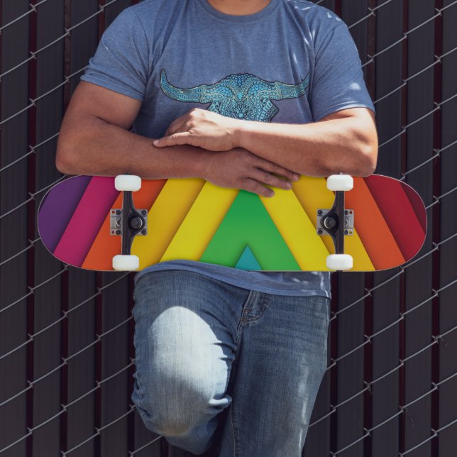 Skate Padrão Colorido de Chevron Abstrato (Ao ar livre 3)