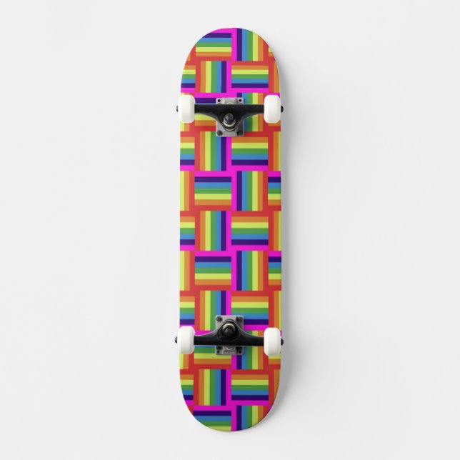 Skate Padrão Colorido do Bloco Arco-Íris (Frente)