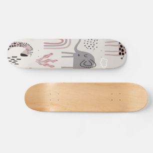 Skate padrão com elefantes e girafas fofos