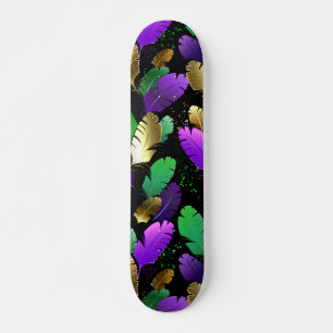 Skate Padrão contínuo com penas de Mardi Gras