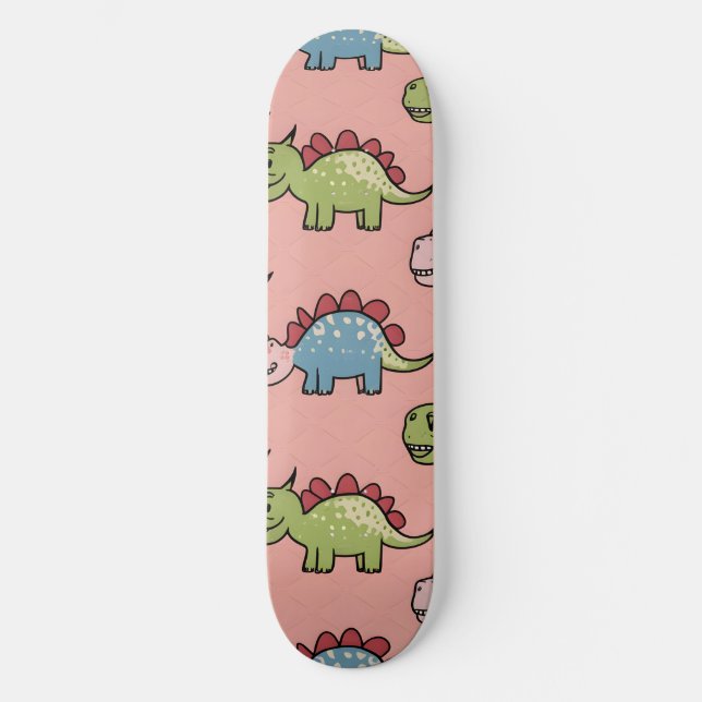Skate Padrão contínuo de dinossauro fofo (Frente)
