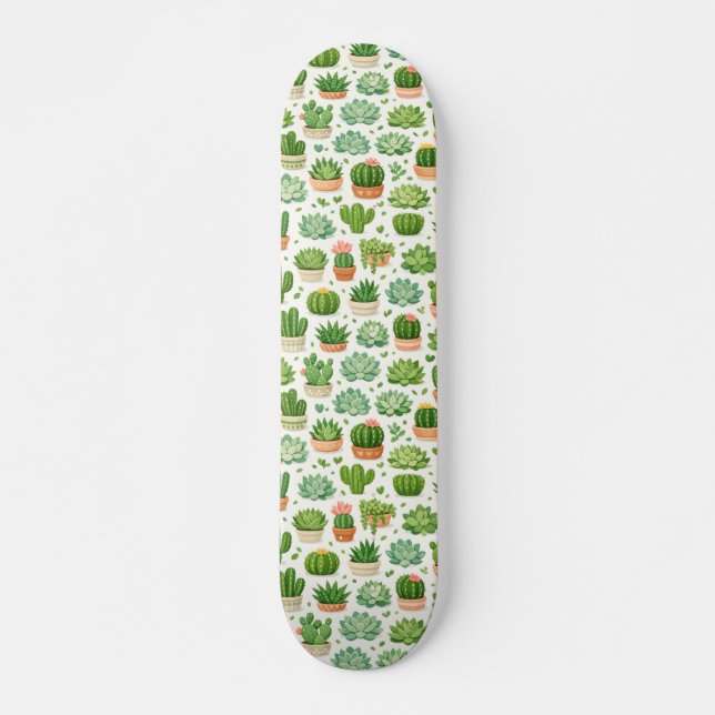Skate Padrão contínuo de planta suculenta fofa (Frente)