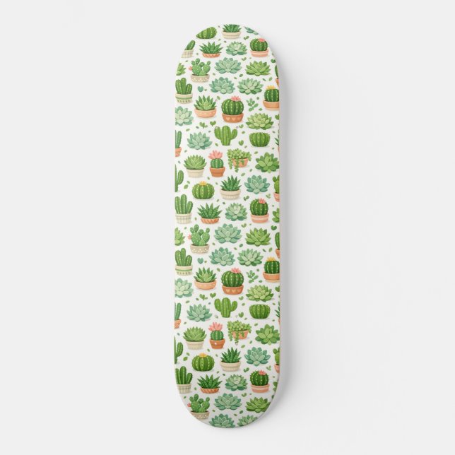 Skate Padrão contínuo de planta suculenta fofa (Frente)