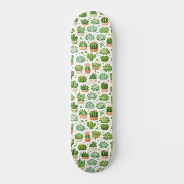 Skate Padrão contínuo de planta suculenta fofa (Frente)