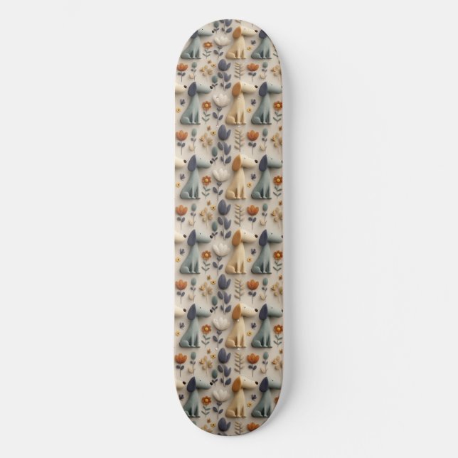 Skate padrão contínuo em estilo de argila 3D com cachorr (Frente)