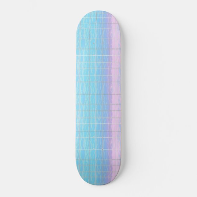 Skate Padrão Cor-de-rosa Azul Piscina Vaporwave Digital  (Frente)