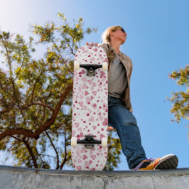 Skate Padrão Corações Lindos Rosa