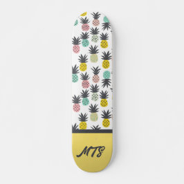 Skate Padrão de Abacaxi Monograma Amarelo Dourado Vintag