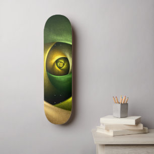 Skate Padrão de Abstrato de Arte Floral Moderna Verde #2