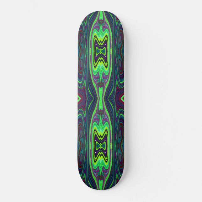 Skate Padrão de Abstrato de Retro, Vermelho e Azul (Frente)