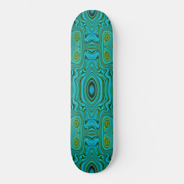 Skate Padrão de Abstrato do Trippy Retro Turquoise Chart (Frente)