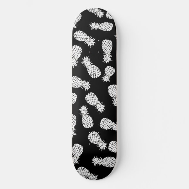 Skate padrão de ananás preto e branco (Frente)