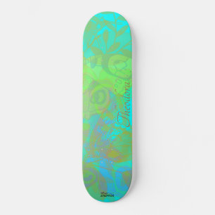 Skate Padrão de Aquamarino de Borboleta Dourada Chic