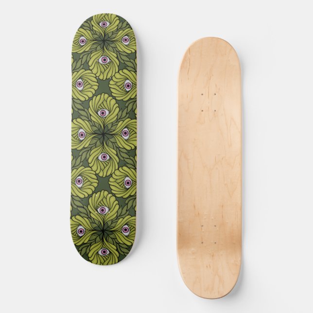 Skate Padrão de Arte de Fantasia Verde, Primavera de Fáb (Frente)