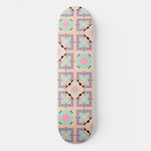 Skate Padrão de Azulejo Geométrico Pastel Rosa Lilás R