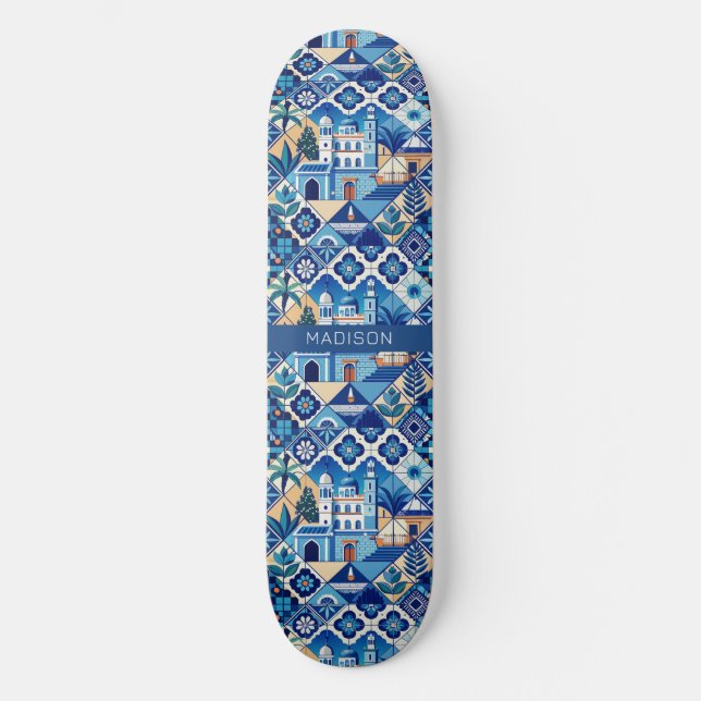 Skate Padrão de Azulejos Azulejo de Nome Personalizado (Frente)