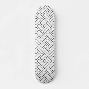 Skate Padrão de Bloco Linear Preto e Branco - Branco