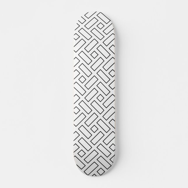 Skate Padrão de Bloco Linear Preto e Branco - Branco (Frente)