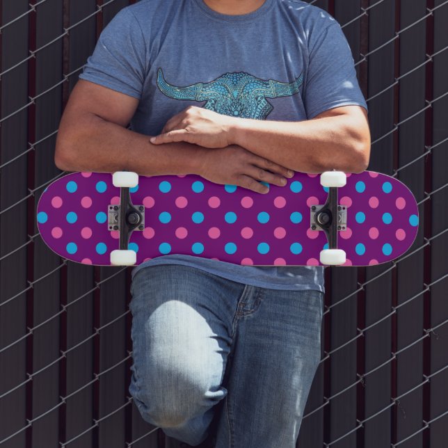 Skate Padrão de Bolinhas Rosa Roxo Azul (Ao ar livre 3)
