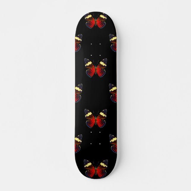 Skate Padrão de borboletas vermelhas e pretas (Frente)